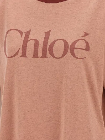 Chloé Pink Cotton T-shirt With Logo