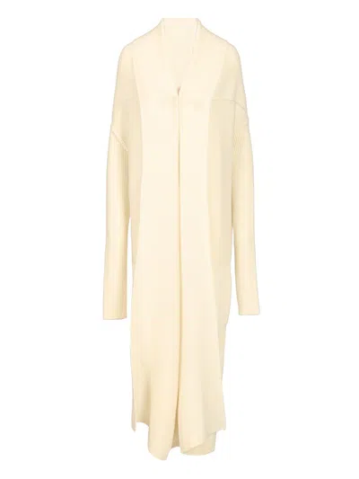 Rick Owens Long Cardigan In Alpaca Soft Knitwear White In Neutral