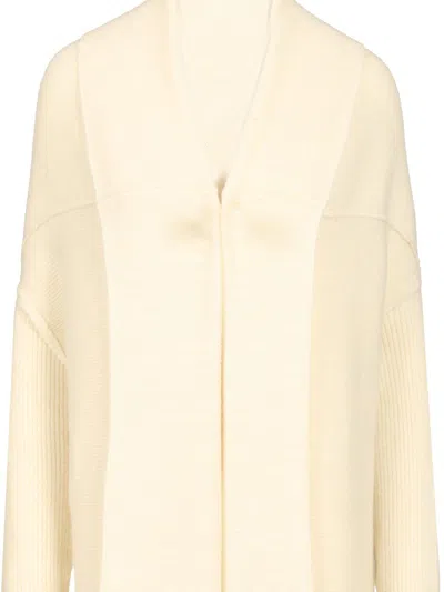 Rick Owens Long Cardigan In Alpaca Soft Knitwear White In Neutral