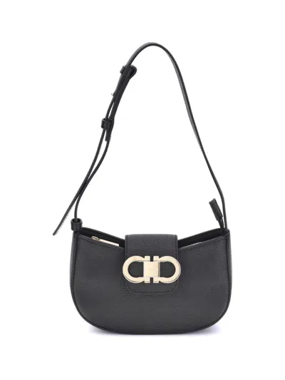 Ferragamo Gabry Black Calf Leather Shoulder Bag