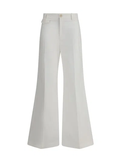 Chloé Wide-leg Flare Pants With Waist Belt Loops In White