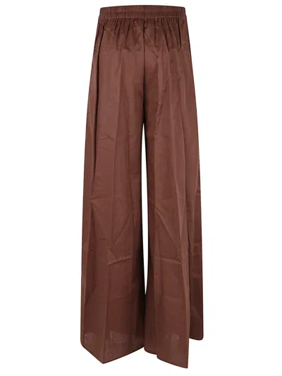 The Andamane Wide-leg Trousers With Elastic Waistband In Brown