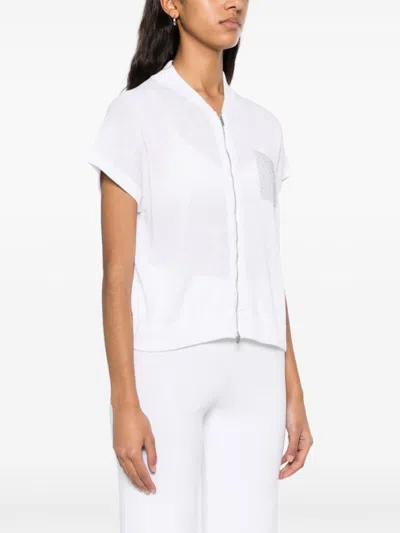 Peserico Short-sleeve Zip-up Knitwear Top In White