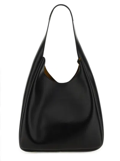 Stella Mccartney Black Leather Hobo Bag With Logo Women