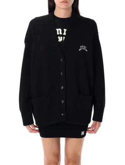 Amiri Hollywood Knitwear Cardigan Front Pockets In Black