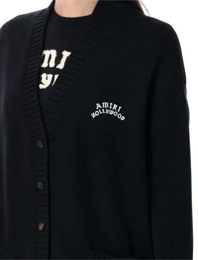 Amiri Hollywood Knitwear Cardigan Front Pockets In Black