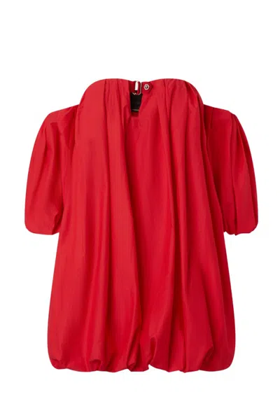 Pinko ‘bert' Red Dress With Exposed Shoulder Design And Removable Sleeves With Button In Red