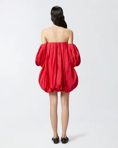 Pinko ‘bert' Red Dress With Exposed Shoulder Design And Removable Sleeves With Button In Red