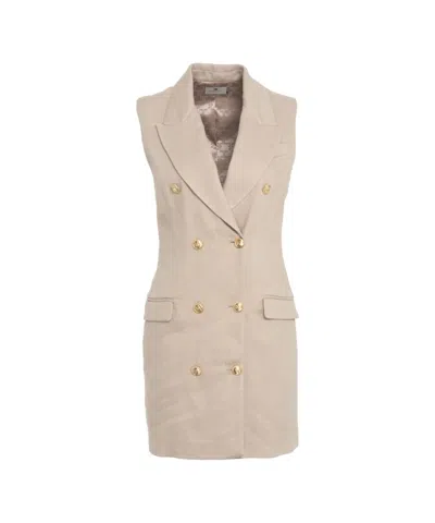 Elisabetta Franchi Double-breasted Mini Dress In Neutral