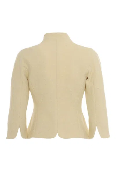 Elisabetta Franchi Tailored Double-breasted Blazer With Gold Buttons In Neutral