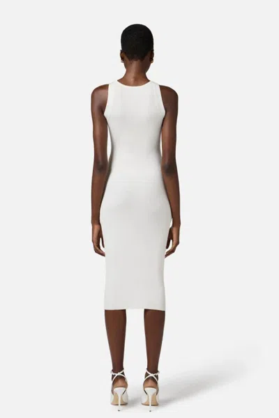 Elisabetta Franchi Fitted Midi Dress With Cut-out Details In White