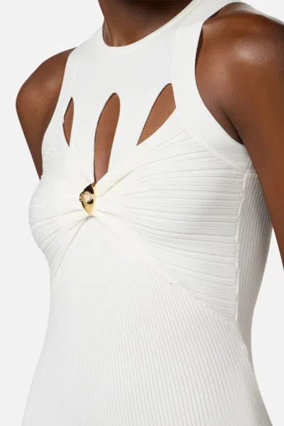 Elisabetta Franchi Fitted Midi Dress With Cut-out Details In White
