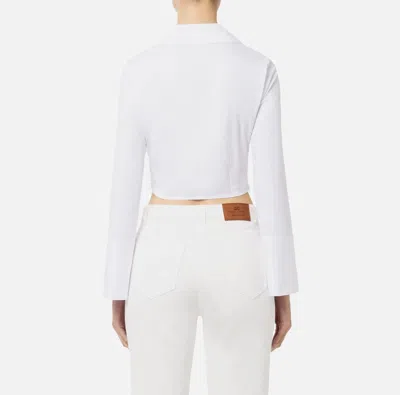 Elisabetta Franchi Cropped White Shirt With Deep V-neckline