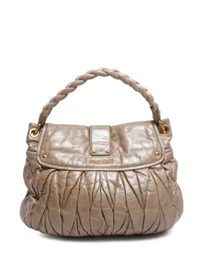 Pre-owned Miu Miu 2000-2020 Matelassé Shoulder Bag In Neutral