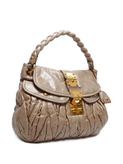 Pre-owned Miu Miu 2000-2020 Matelassé Shoulder Bag In Neutral