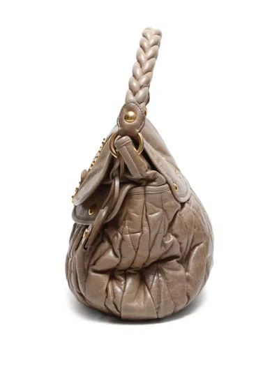 Pre-owned Miu Miu 2000-2020 Matelassé Shoulder Bag In Neutral