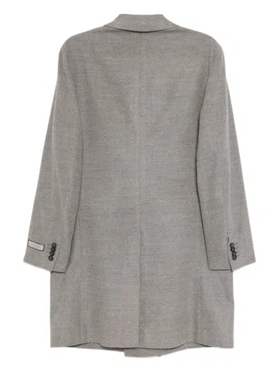 Canali Double-breasted Wool Coat In Gray