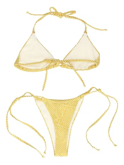 Elisabetta Franchi Polka-dot Bikini In Yellow