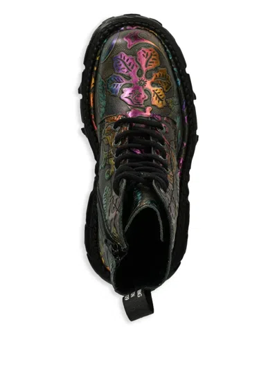 New Rock 60mm Floral-print Platform Boots In Multi