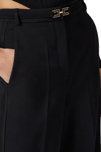 Elisabetta Franchi Wide-leg Trousers With High Waist In Black