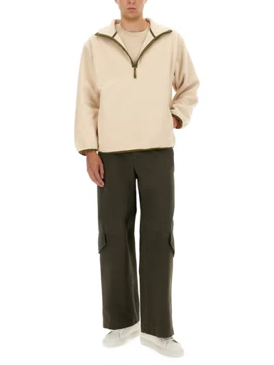 Apc Sweat Willy Shell-trimmed Fleece Half-zip Sweatshirt In Neutral