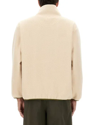 Apc Sweat Willy Shell-trimmed Fleece Half-zip Sweatshirt In Neutral