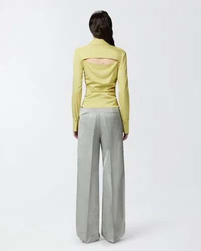 Pinko Jersey Shirt With Gathered Collar And Buttons In Yellow