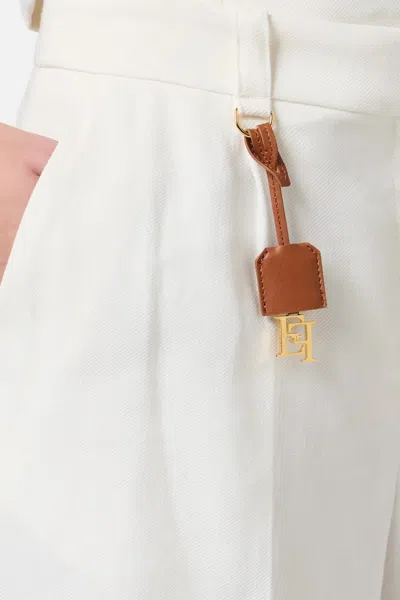 Elisabetta Franchi Sky Viscose-linen Tailored Shorts With Detailing In White