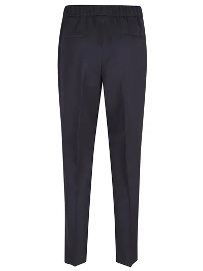 Peserico Tailored Black Trousers With Elastic Waistband In Blue