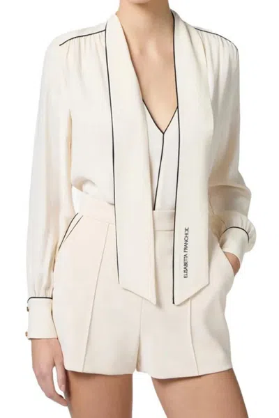Elisabetta Franchi Silk Viscose Shirt With Flowing Silhouette In Neutral
