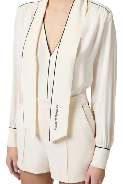 Elisabetta Franchi Silk Viscose Shirt With Flowing Silhouette In Neutral
