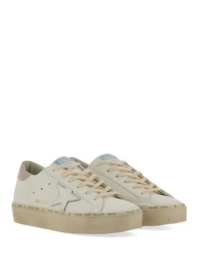 Golden Goose 'hi Star' White Low Top Sneakers With Laminated Star Patch On The Side