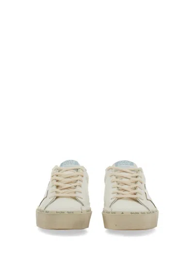 Golden Goose 'hi Star' White Low Top Sneakers With Laminated Star Patch On The Side