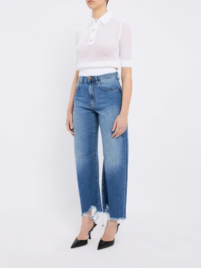 Cigala's Jeans In Denim Blu With Frayed Hem