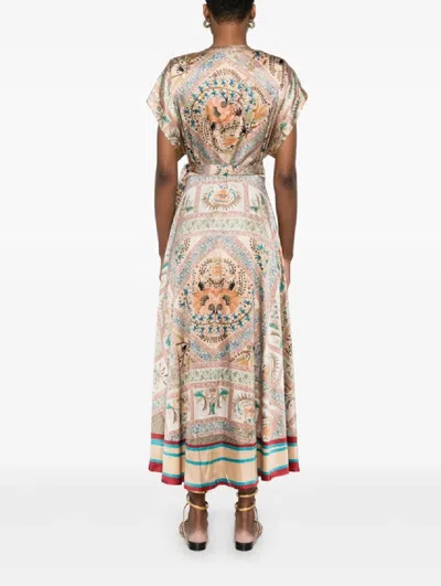 Pierre-louis Mascia Wrap Maxi Dress With Intricate Patterns In Multi