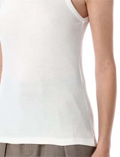 Saint Laurent White Cassandre Tank Top