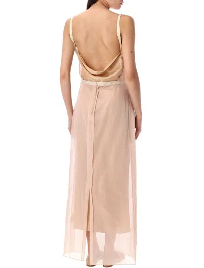 Carven Beige Open-back Slip Maxi Dress In Neutral