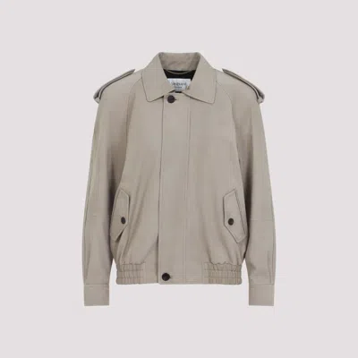 Saint Laurent Relaxed Fit Suede Calf Leather Jacket In Gray