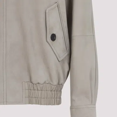 Saint Laurent Relaxed Fit Suede Calf Leather Jacket In Gray