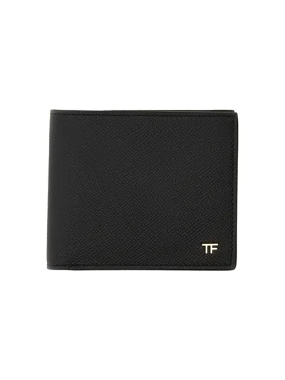 Tom Ford Textured Black Bifold Wallet In Black