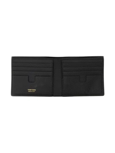 Tom Ford Textured Black Bifold Wallet In Black