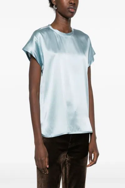 Pinko Farida Blouse Satin Silk Clothing In Blue