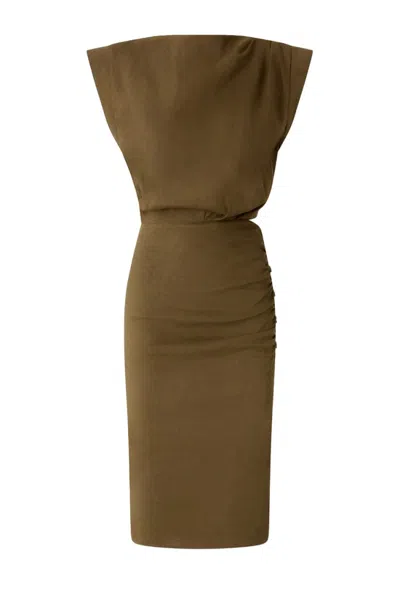 Pinko Cap-sleeve Dress In Brown