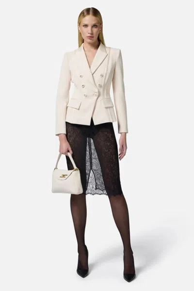 Elisabetta Franchi Double-breasted Blazer With Structured Shoulders In White
