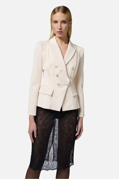 Elisabetta Franchi Double-breasted Blazer With Structured Shoulders In White