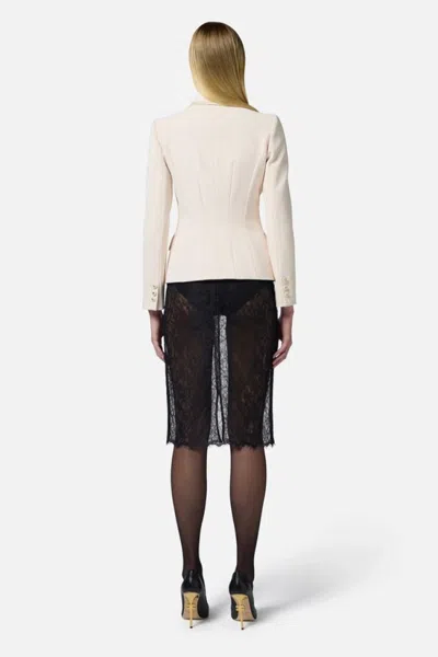 Elisabetta Franchi Double-breasted Blazer With Structured Shoulders In White