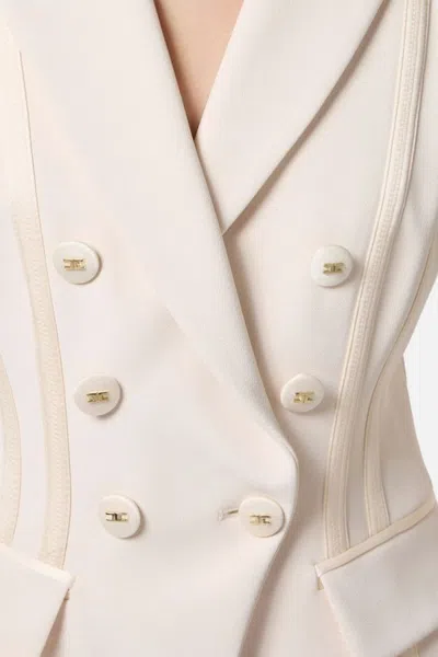 Elisabetta Franchi Double-breasted Blazer With Structured Shoulders In White