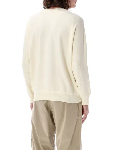 Stone Island Turtleneck Ribbed Wool Sweater In White