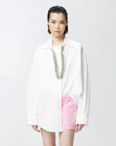 Pinko White Cotton Shirt With Classic Collar In White