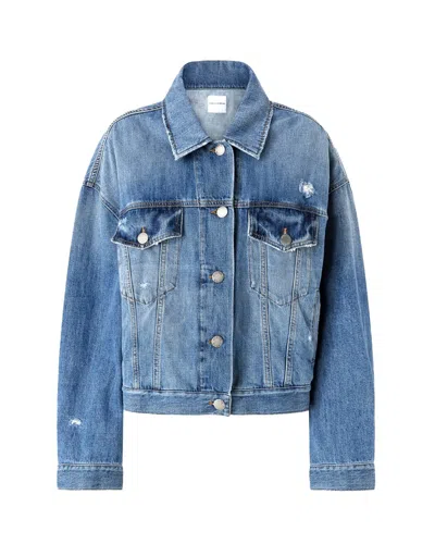 Pinko Denim Jacket Distressed Flap Pockets